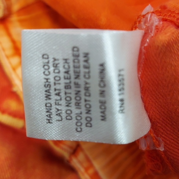 Oli & Hali Orange Acid Wash Short Cargo Style Mini Shorts 7-Pockets Womens Large - Picture 9 of 12